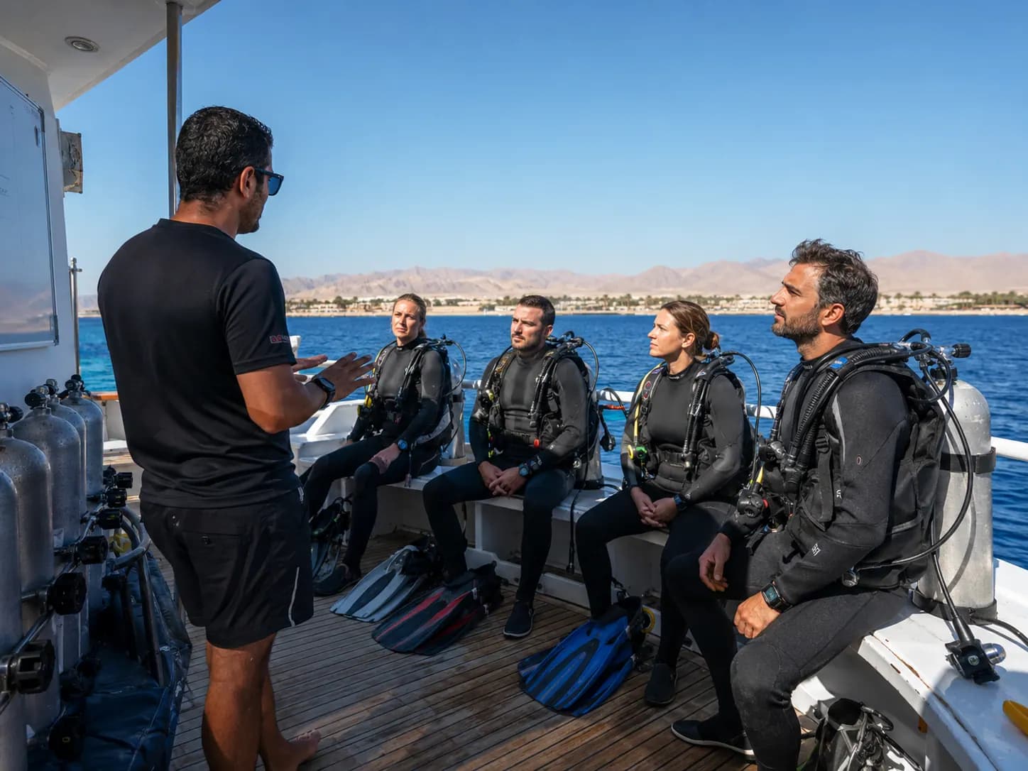 Group of certified divers on a Red Sea dive package