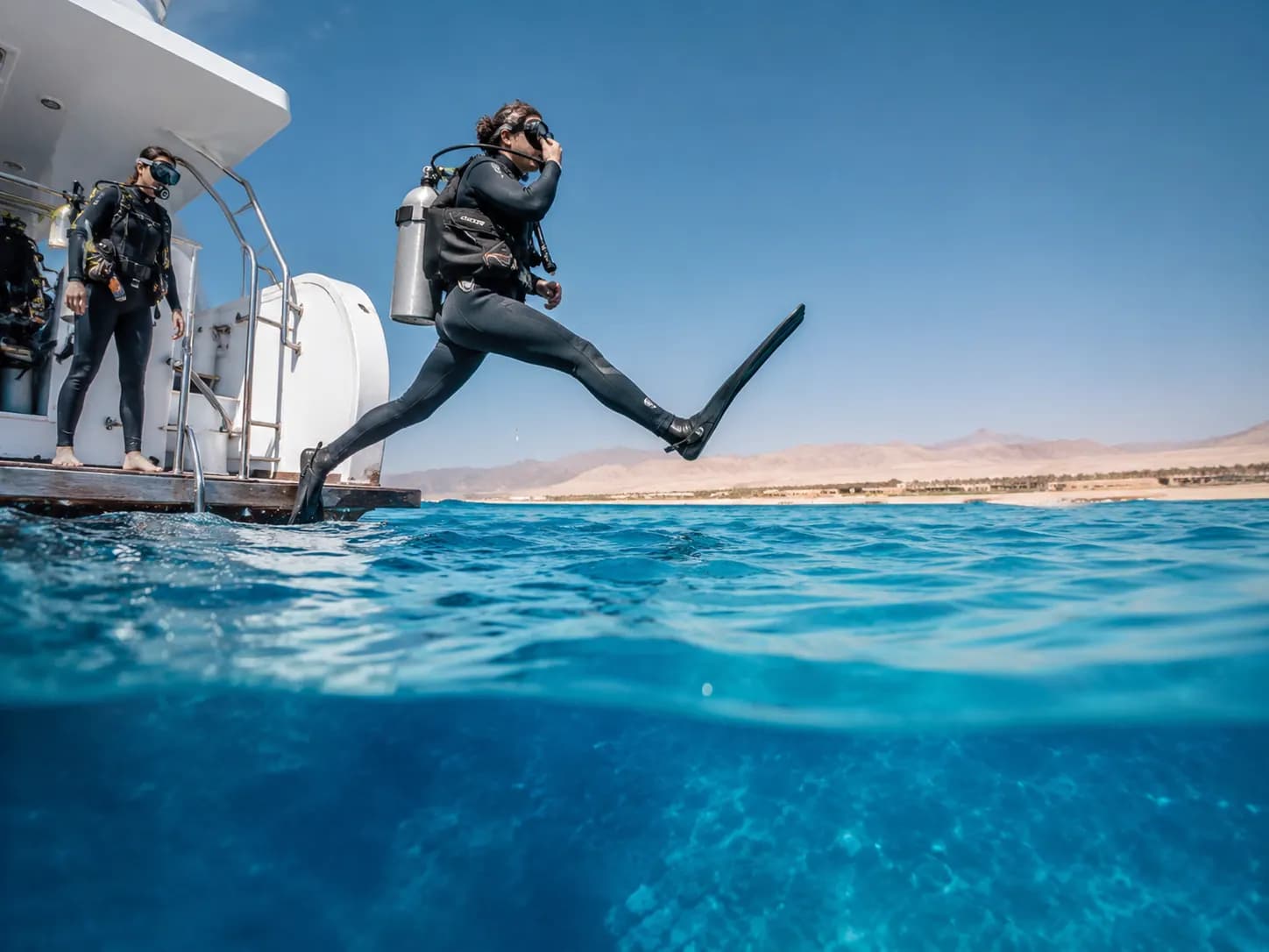 Student on a PADI Open Water training dive in the Red Sea